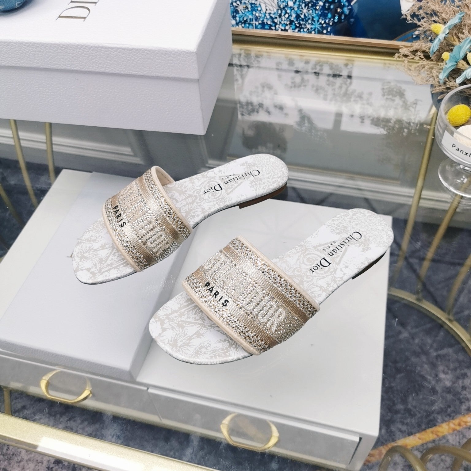 DIOR CD Mule Dway Slide 10mm Multi-motifs Style 18