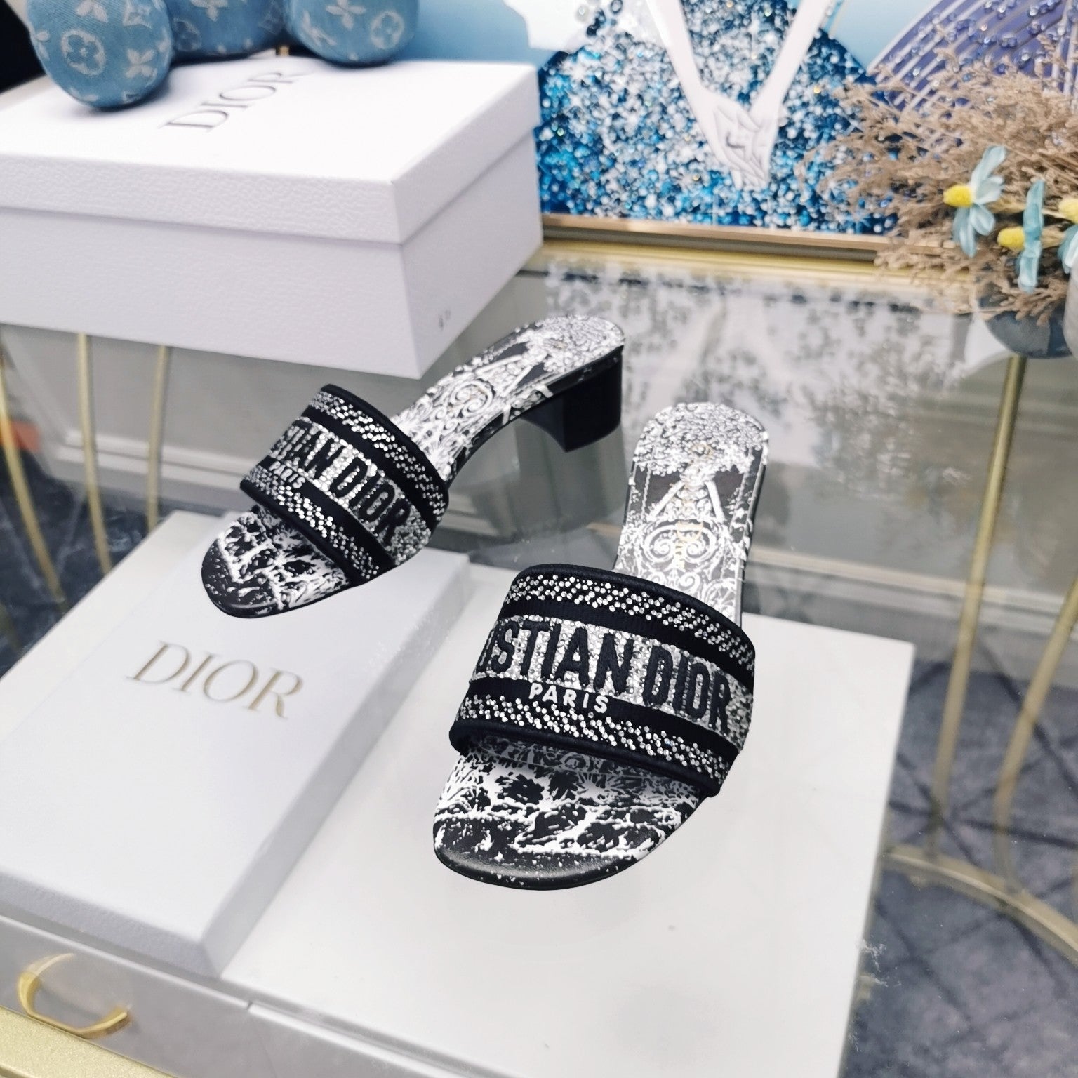 DIOR CD Mule Dway Heeled Slide 45mm Style 23