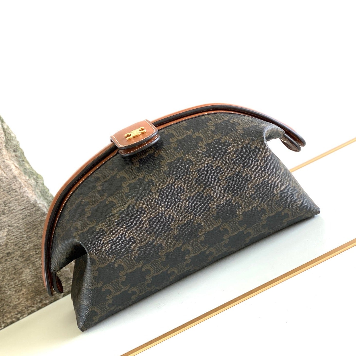 CELINE TRIOMPHE 24 BLACK PATTERN PRINTED CALFSKIN