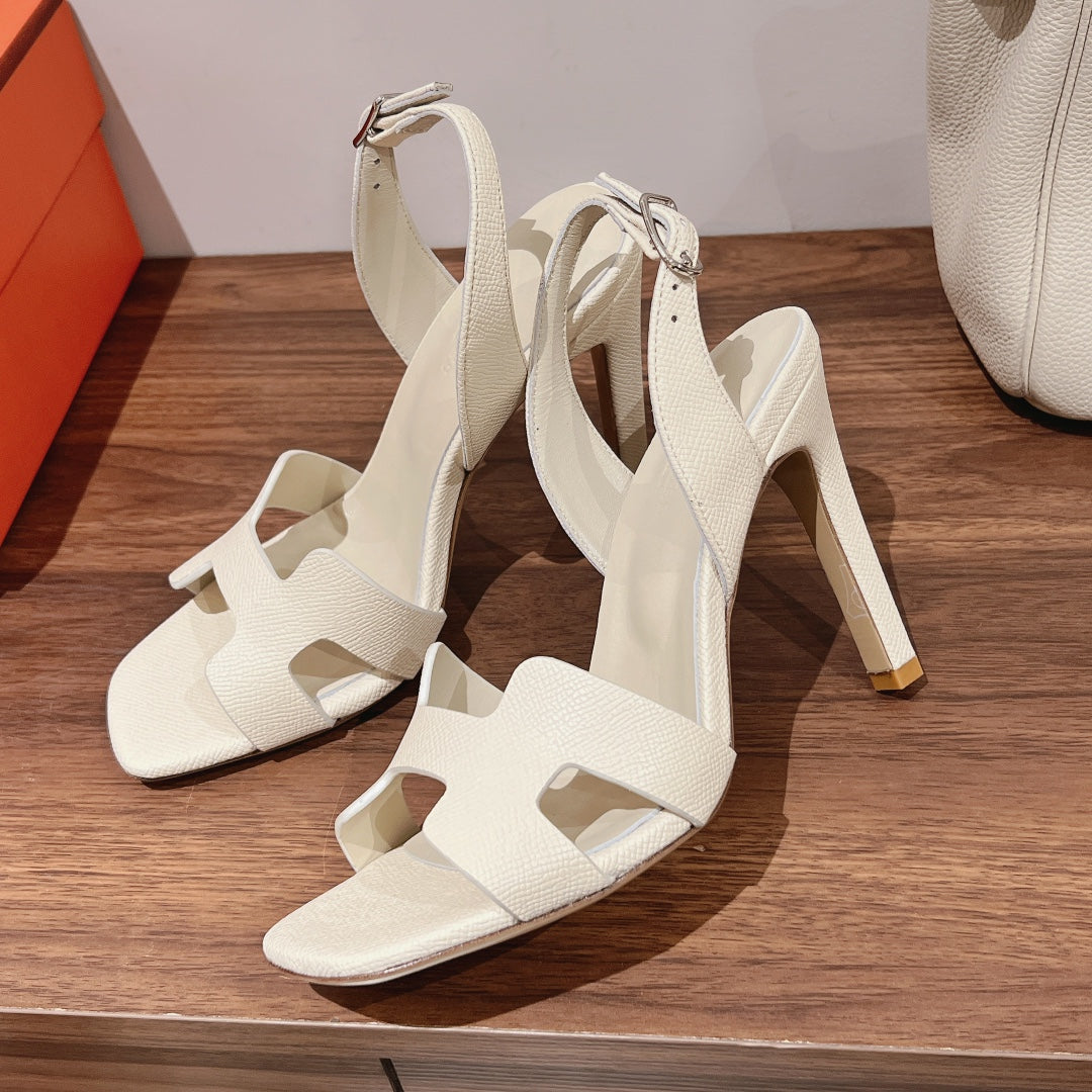 HERMES SLINGBACK SANDAL ETERNITE 105 WHITE LAMBSKIN