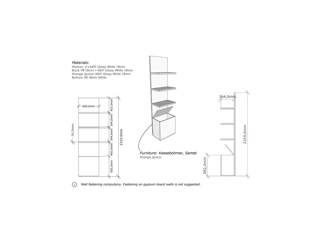 MurphySofa - 100cm side shelf with Storage Box