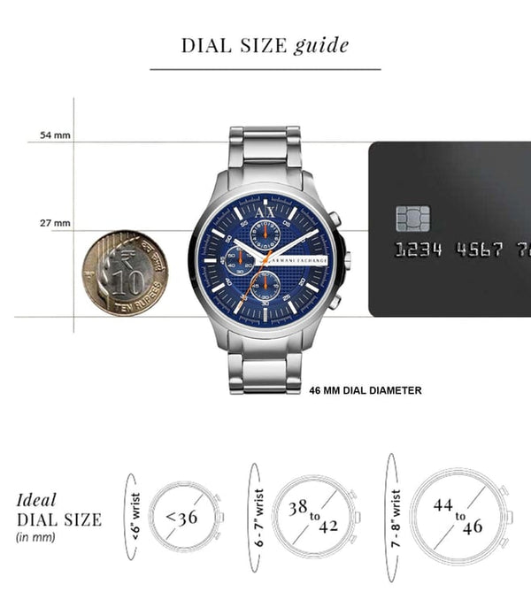 Armani Exchange Hampton AX2155 Men's Chronograph Watch – Blue Dial with Silver Stainless Steel Strap