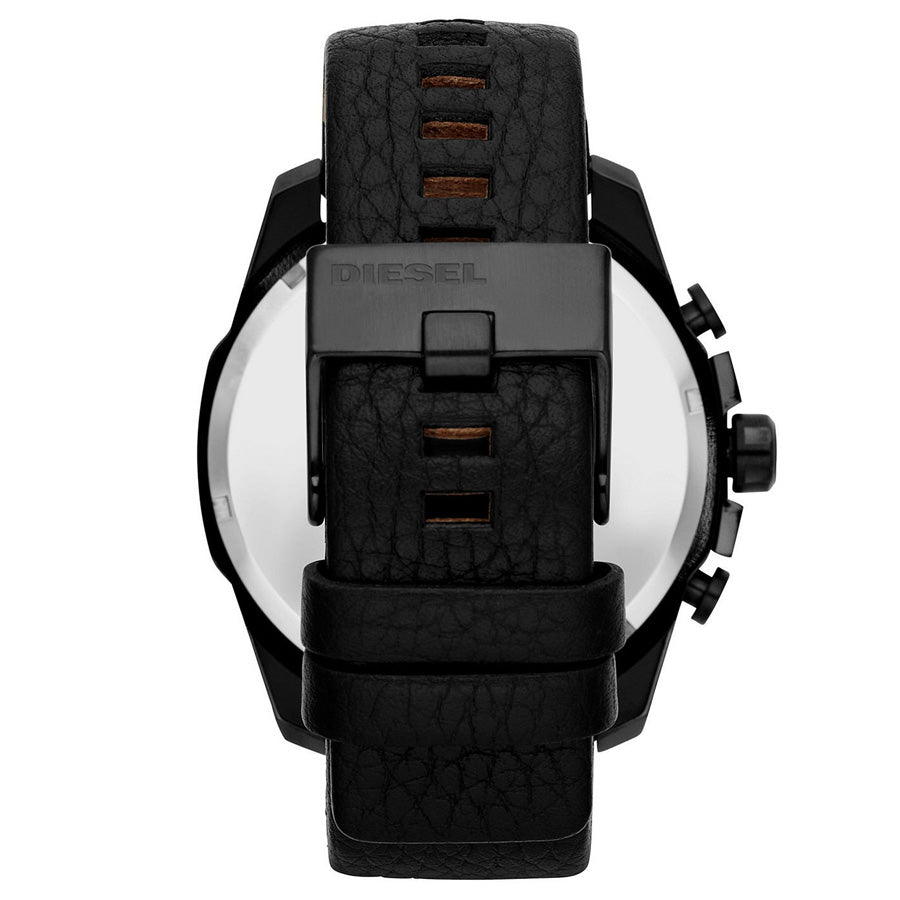 Diesel DZ4291 Mega Chief Chronograph Men's Watch – Black Dial & Black Leather Strap