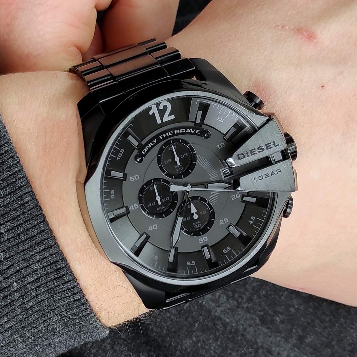 Diesel DZ4355 Mega Chief Chronograph Men's Watch – Black Dial & Black Stainless Steel Strap