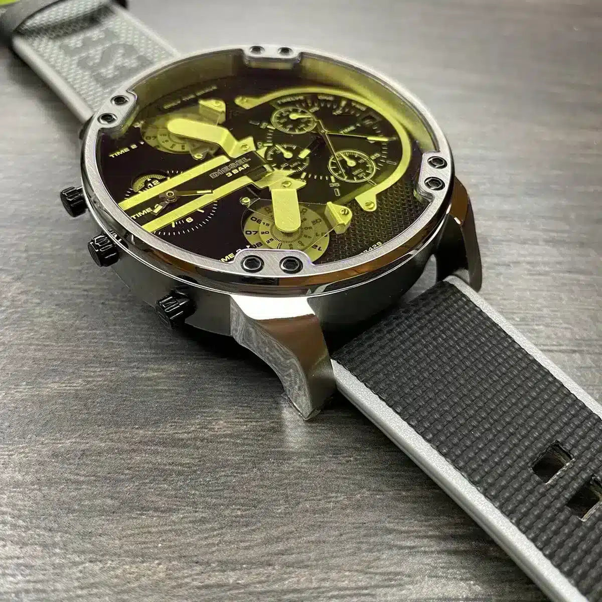Diesel DZ7429 Mr. Daddy 2.0 Chronograph Men's Watch – Black Dial & Grey Nylon Strap