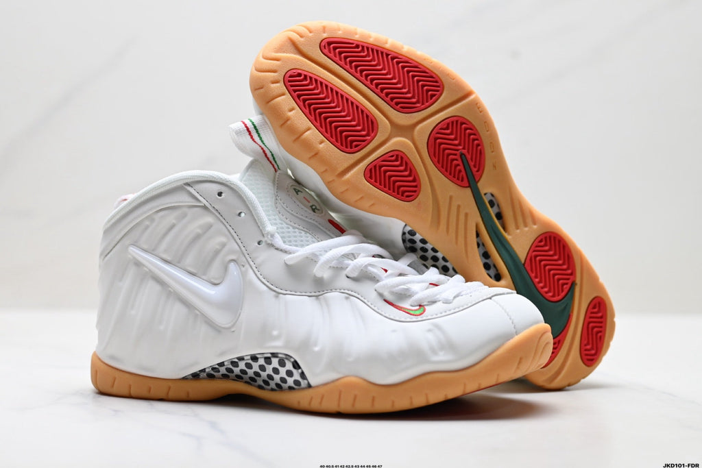 Nike Air Penny Foamposite Sneakers White and Gum