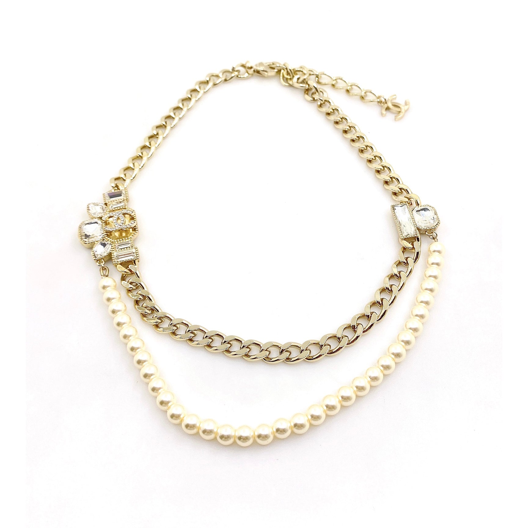 18K  Chanel Pearls Crystals Necklace