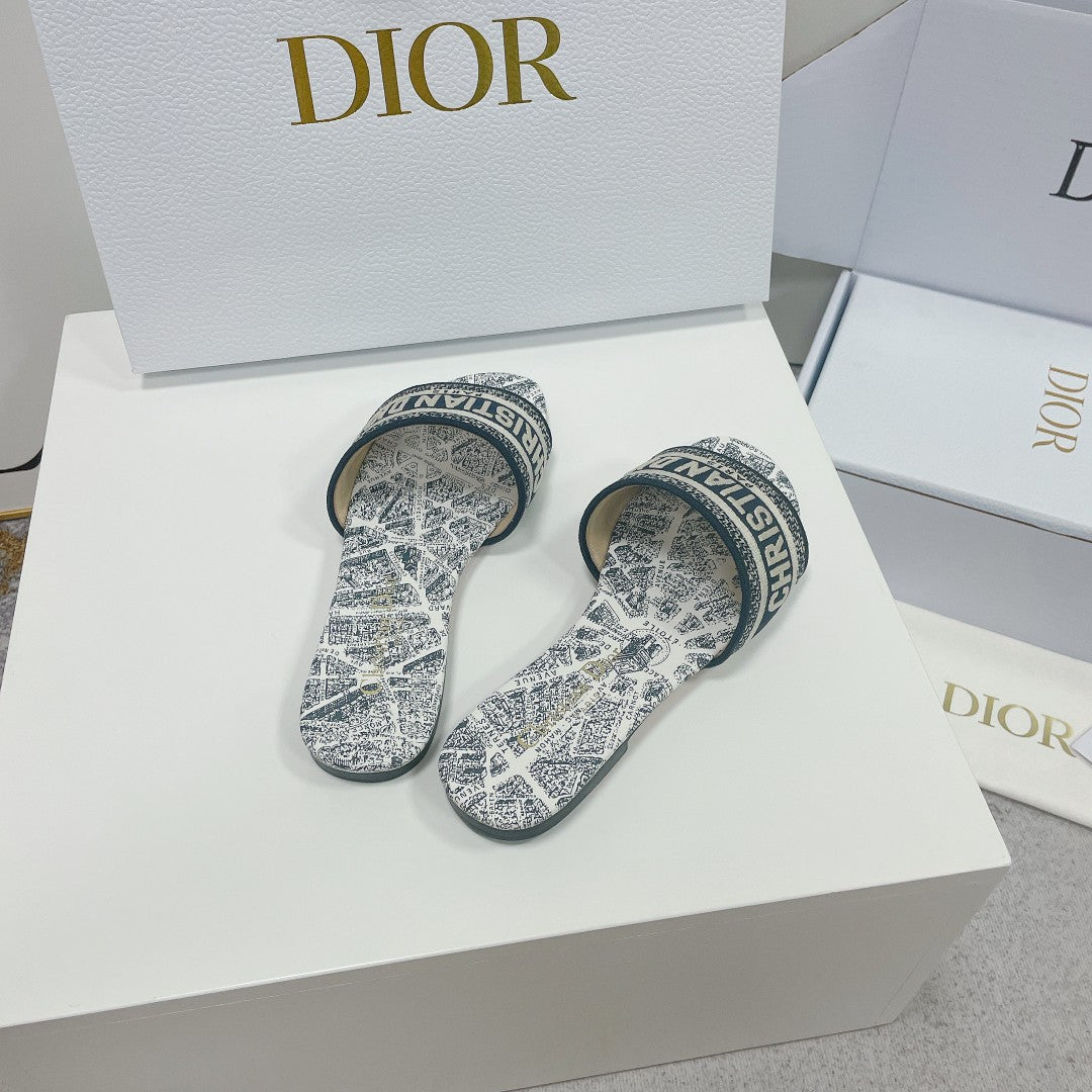 DIOR CD Mule Dway Slide 10mm Multi Motifs Style 3
