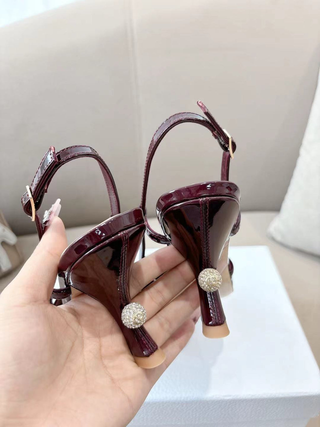 DIOR MY DD SLINGBACK PUMP 85MM IN BURGUNDY RED CALFSKIN