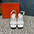 HERMES ERIS SANDAL 95 SNOW LAMBSKIN