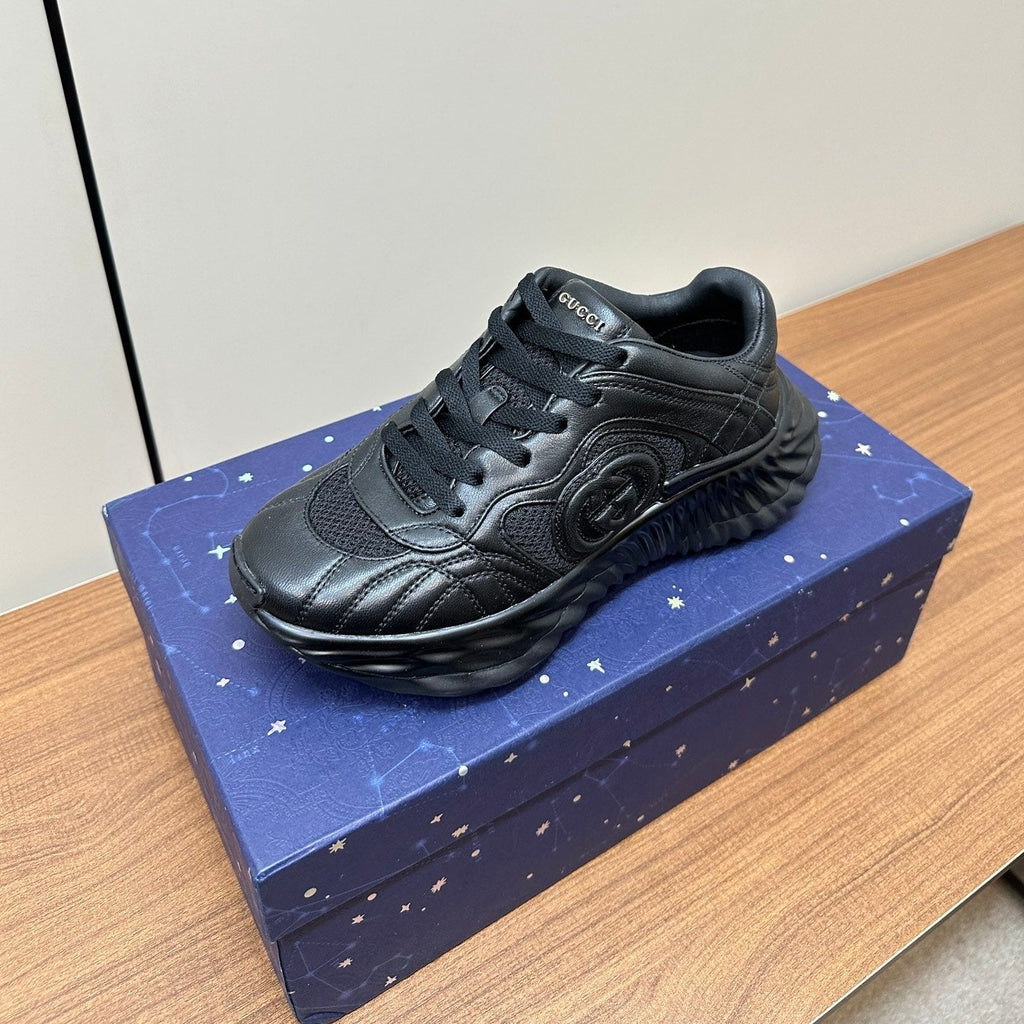 GUCCI Ripple Leather Sneakers Black
