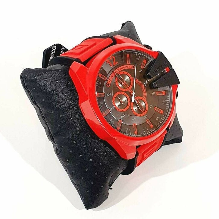 Diesel DZ4526 Mega Chief Chronograph Men's Watch – Black Dial & Red Rubber Strap