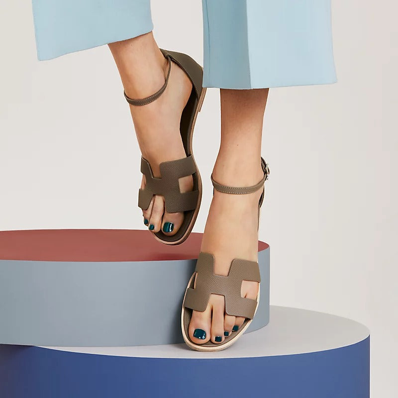 HERMES SANTORINI SANDAL ETOUPE