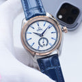 OMEGA Blue Rose Gold White Dial Leather Strap Watch