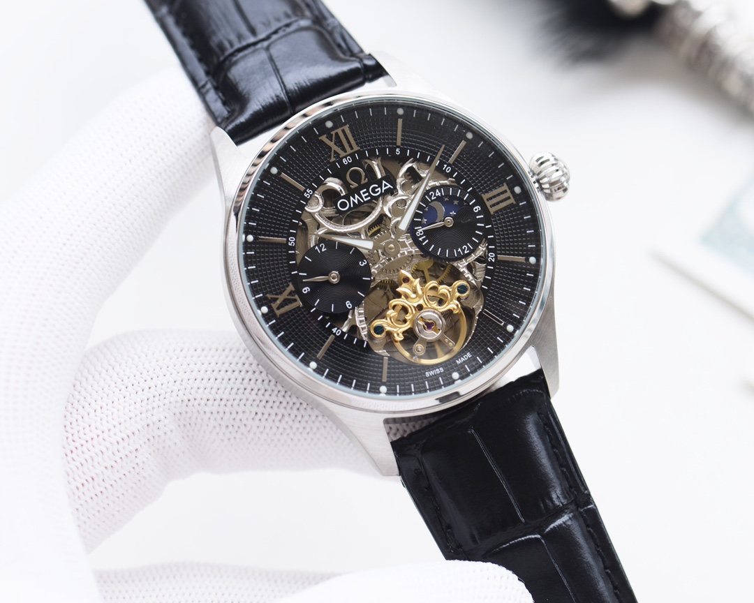 OMEGA Black Skeleton Dial Watch