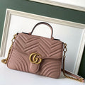 GUCCI Marmont 26.5cm Dark Beige Calfskin Gold Hardware